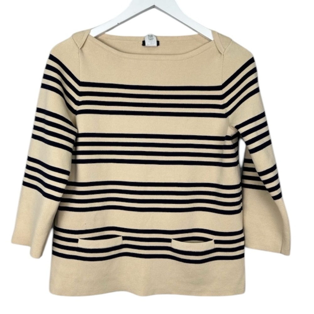 J. Crew Striped Front Pocket Pullover Sweater Top Size Small